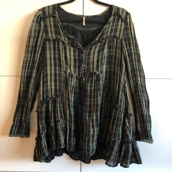 FREE PEOPLE SWING PLAID SHIRT - Picture 1 of 6